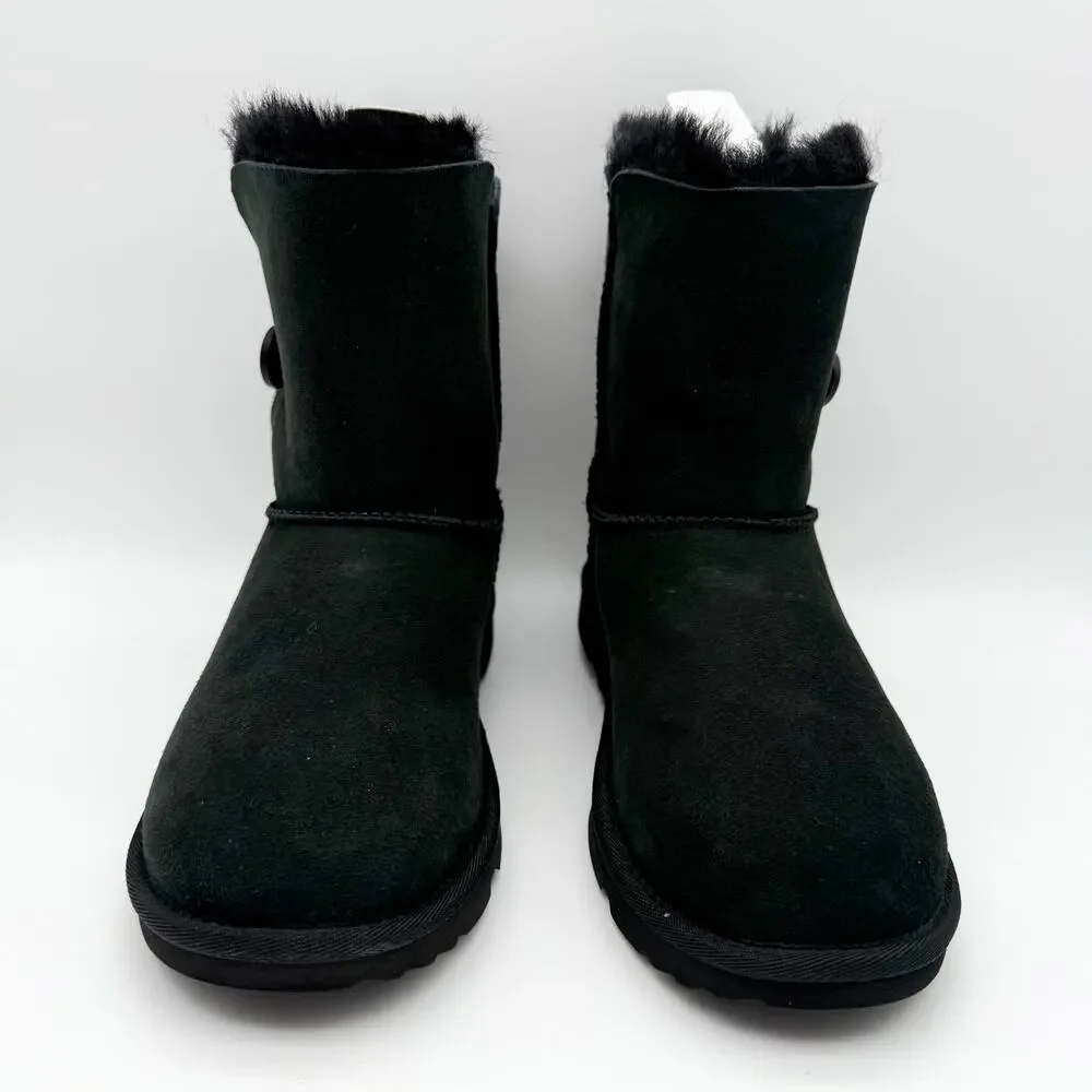 UGG Kids Bailey Button II Winter Boot US 6 EU 38 Black Sheepskin NIB
